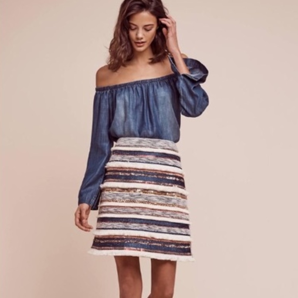 ANTHROPOLOGIE / ERINE EMBELLISHED MINI SKIRT